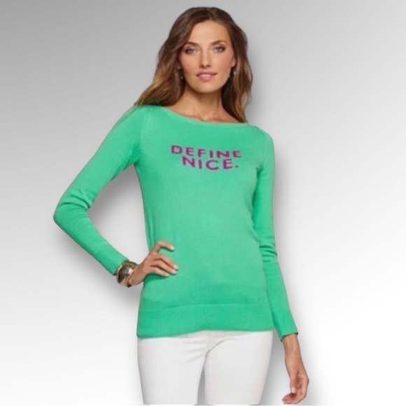 Lilly Pulitzer Sweaters - Lilly Pulitzer “Define Nice” Green  Christmas Sweater Sz XS